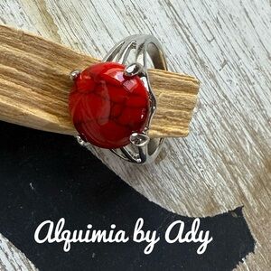 Alquimia Red turquoise and Silver Ring